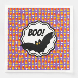 Personalisiertes Halloween-Mais Black Bat Boo! Serviette