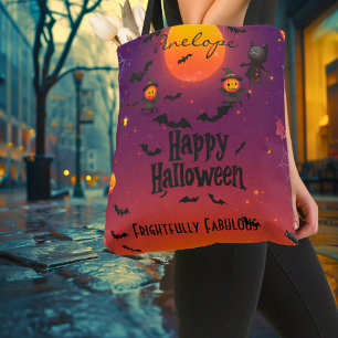 Personalisiertes Halloween mit Vollmond und schwar Tasche