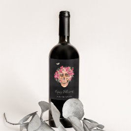 Personalisiertes Halloween-Orchid Weinetikett