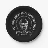 Personalisiertes Halloween-Party aus Schwarzweiß Pappteller (Vorderseite)