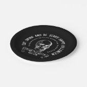 Personalisiertes Halloween-Party aus Schwarzweiß Pappteller (Schrägansicht)