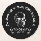 Personalisiertes Halloween-Party aus Schwarzweiß Runder Pappuntersetzer (Vorderseite)
