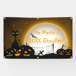 Personalisiertes Halloween-Party Banner Katzenpump