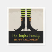 Personalisiertes Halloween-Party mit Hexenstiefeln Serviette (Vorderseite)