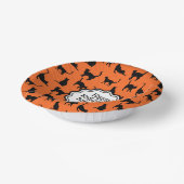 Personalisiertes Halloween-Party Orange Black Cat Pappteller (Gewinkelt)