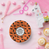 Personalisiertes Halloween-Party Orange Black Cat Pappteller (Party)