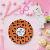Personalisiertes Halloween-Party Orange Black Cat Pappteller (Party)