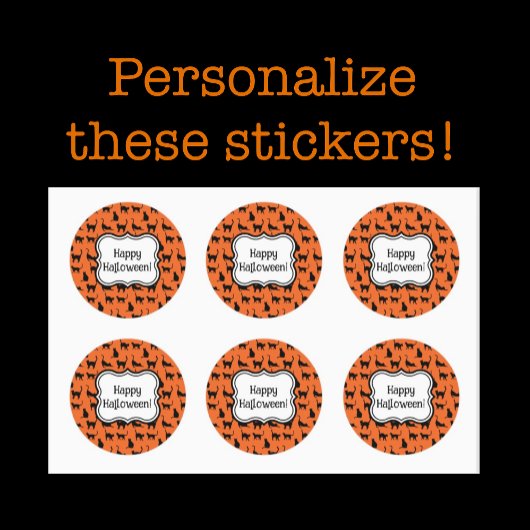 Personalisiertes Halloween-Party Orange Black Cat Runder Aufkleber