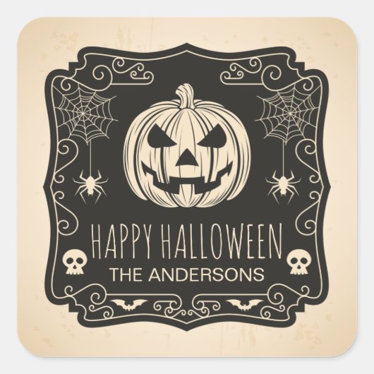 Personalisiertes Halloween-Party | SIEGEL Quadratischer Aufkleber (Vorderseite)