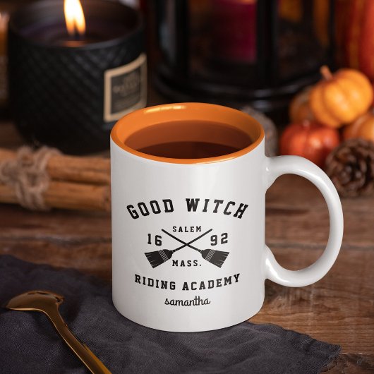 Personalisiertes Halloween-Reitakademie Zweifarbige Tasse