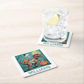 Personalisiertes Halloween Skeleton Riding Dinosau Rechteckiger Pappuntersetzer (Vor Ort)