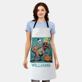 Personalisiertes Halloween Skeleton Riding Dinosau Schürze (Getragen)