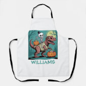 Personalisiertes Halloween Skeleton Riding Dinosau Schürze (Vorderseite)