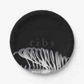 Personalisiertes Halloween Skeletter Ribs Schwarz- Pappteller (Vorderseite)