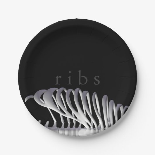 Personalisiertes Halloween Skeletter Ribs Schwarz- Pappteller (Vorderseite)