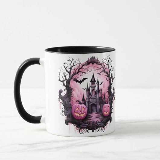 Personalisiertes Halloween Spooky House, Fledermäu Tasse (Links)