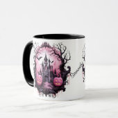 Personalisiertes Halloween Spooky House, Fledermäu Tasse (Vorderseite Links)