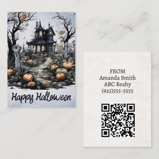 Personalisiertes Halloween-Spuk Mitteilungskarte (Vorne/Hinten)