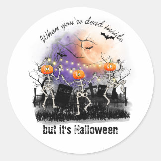 Personalisiertes Halloween-Tanzskelett Niedlich Runder Aufkleber