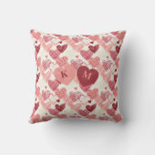 Personalisiertes handgezeichnetes Herzen-Muster Kissen (Rückseite)