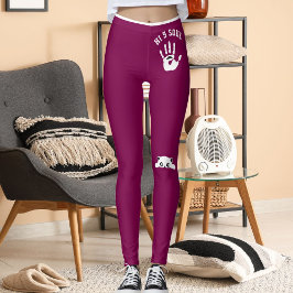 Personalisiertes Handkatze Haustier Wein Weiß Stre Leggings