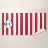 personalisiertes Handtuch mit rotem Anker Badehandtuch (Badehandtuch)