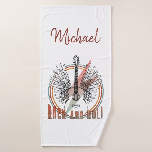 Personalisiertes Handtuch Rock and Roll, Gitarre Badehandtuch (Badehandtuch)