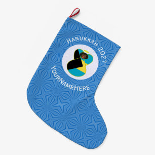 Personalisiertes Hanukkah-Dunkler Engel der Bahama Großer Weihnachtsstrumpf