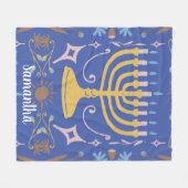 Personalisiertes Hanukkah-Muster Fleecedecke (Vorderseite (Horizontal))