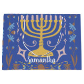 Personalisiertes Hanukkah-Muster Große Geschenktüte (Vorderseite)