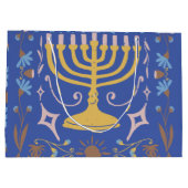 Personalisiertes Hanukkah-Muster Große Geschenktüte (Rückseite)