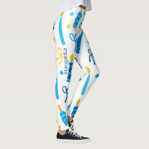 Personalisiertes Hanukkah Muster Niedlich Workout Leggings