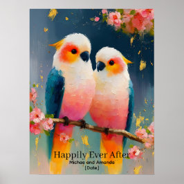Personalisiertes "Happily Ever After"-Papageien-Pa Poster