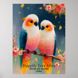 Personalisiertes "Happily Ever After"-Papageien-Pa Poster