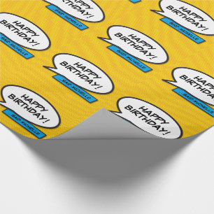 Personalisiertes HAPPY BIRTHDAY Comic-Book Pop-Art Geschenkpapier