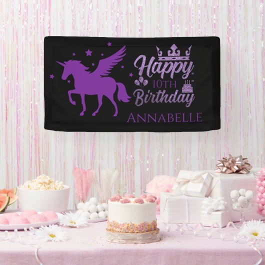 Personalisiertes "Happy Birthday" Einhorn-Banner Banner (Party)