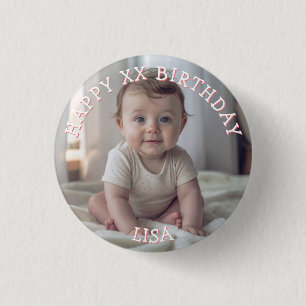 Personalisiertes Happy Birthday Foto Name und Alte Button