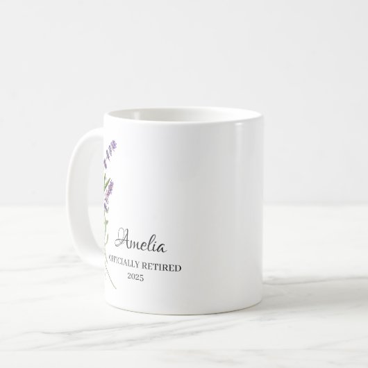 Personalisiertes Happy Retirement-Geschenk Kaffeetasse (Vorderseite Links)