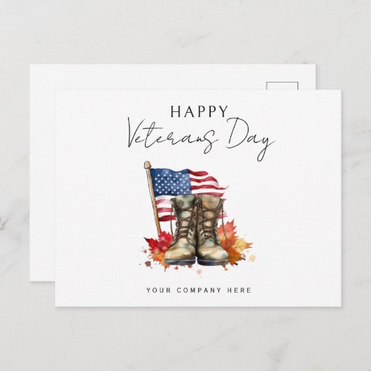 Personalisiertes Happy Veterans Day Business Postkarte (Vorne/Hinten)