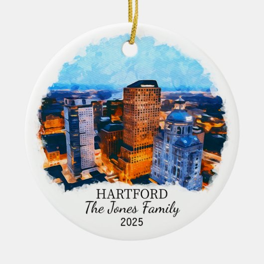 Personalisiertes Hartford-Ornament, Connecticut St Keramik Ornament (Vorne)