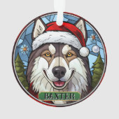 Personalisiertes Hartglas Husky Xmas Ornament (Rückseite)