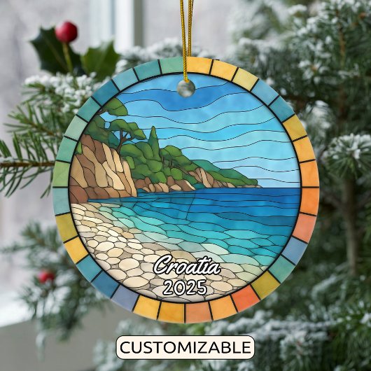 Personalisiertes Hartglas Kroatien Ornament