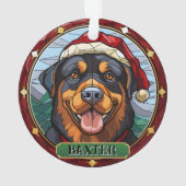 Personalisiertes Hartglas Rottweiler Ornament (Rückseite)