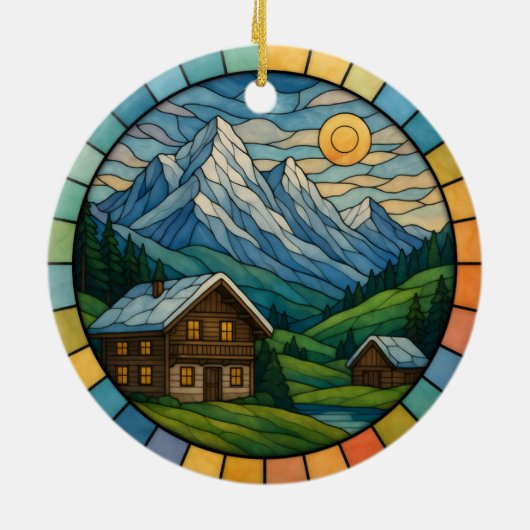 Personalisiertes Hartglas Schweizer Alpen, Schweiz Keramik Ornament (Hinten)