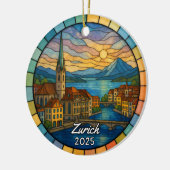 Personalisiertes Hartglas Zürich, Schweiz Keramik Ornament (Links)