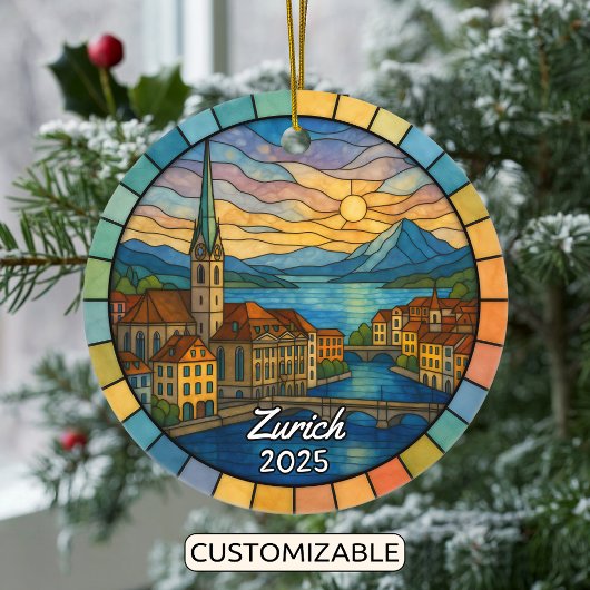 Personalisiertes Hartglas Zürich, Schweiz Keramik Ornament