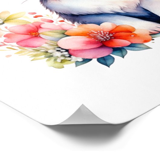 Personalisiertes Hasen in rosa Blume Poster (Ecke)