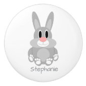 Personalisiertes Hasendesign Keramikknauf (Vorderseite)
