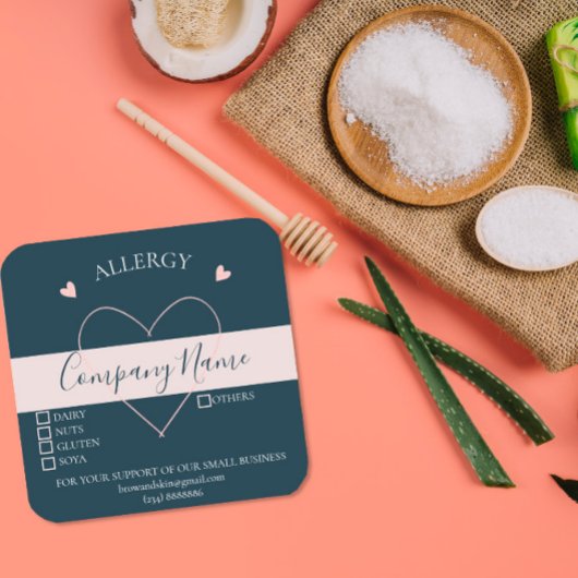 Personalisiertes hausgemachte ALLERGY-Label Quadratischer Aufkleber