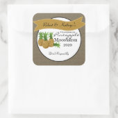 Personalisiertes hausgemachte Ananas-Moonshine Quadratischer Aufkleber (Tasche)